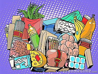 The set of products and food goods Vector Illustration