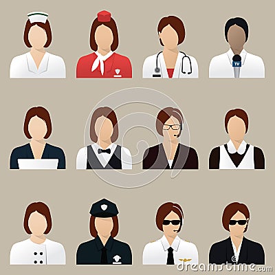 Set of professional women icons. Vector illustration decorative design Vector Illustration