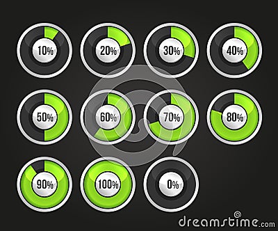 Set of progress indicator circles Vector Illustration