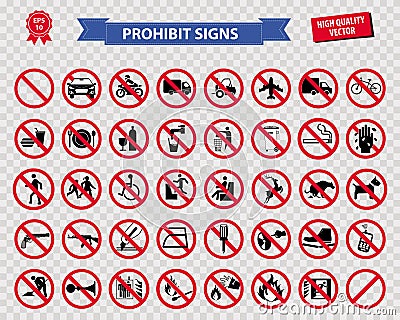 Set of prohibited sign Vector Illustration