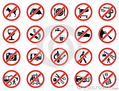 Set Prohibited Signs Vector Illustration