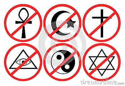 Set prohibition of religion Vector Illustration