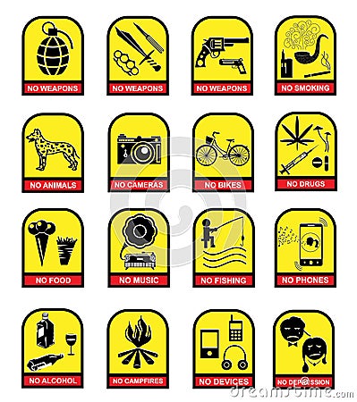 Set of prohibition signs Vector Illustration