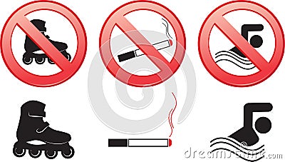 Set prohibitive signs isolated Vector Illustration