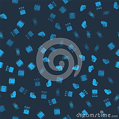 Set Proof of stake, Cryptocurrency cloud mining, bitcoin circuit and wallet on seamless pattern. Vector Vector Illustration