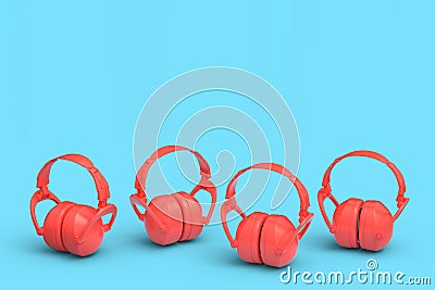 Set of protective yellow earphones muffs isolated on a blue background Cartoon Illustration