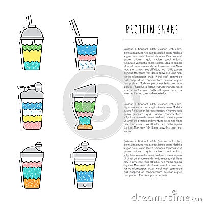 Set of protein shakes Vector Illustration