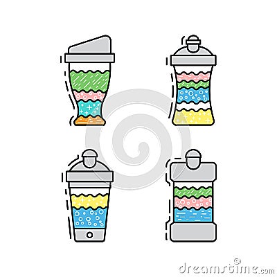 Set of protein shakes Vector Illustration