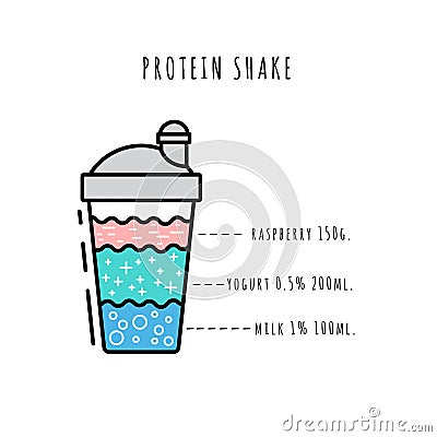 Set of protein shakes Vector Illustration