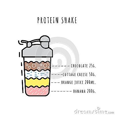 Set of protein shakes Vector Illustration