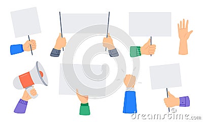 Set of protesters banners. Vector Illustration