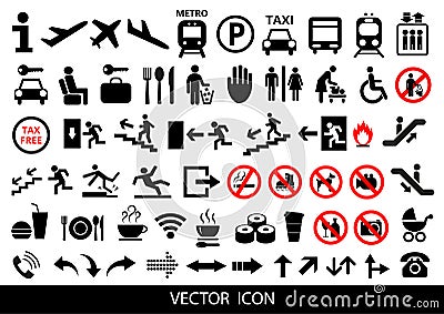 Set of public icons on white background. Vector illustration. Vector Illustration