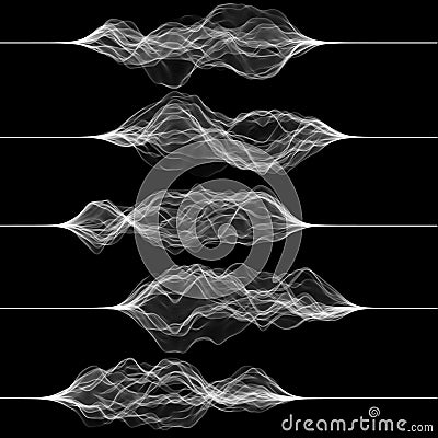 Set of pulsation or vibration graphics. Music or noise signal. Vector illustration of generative art Vector Illustration