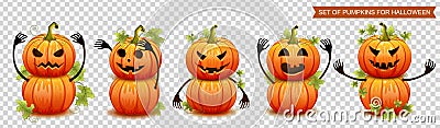 Set of pumpkins for Halloween. Vector Vector Illustration