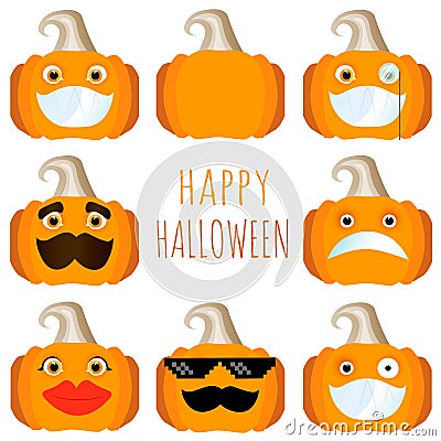 Set of pumpkins Vector Illustration