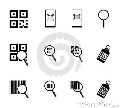 Set of qr and bar check code icons Vector Illustration