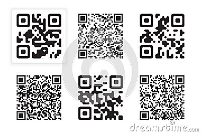 Set of qr codes for your design. Black qr code isolated on whit background. Vector illustration Vector Illustration