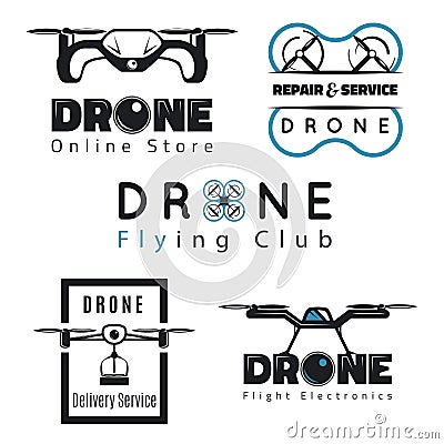 Set of quadrocopter emblems Vector Illustration