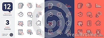 Set of Question button, Time management and Inspect line icons. For design. Vector Stock Photo