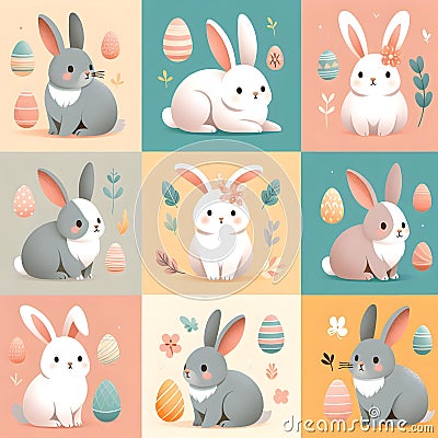 set of rabbits.Easter bunny. Easter Stock Photo