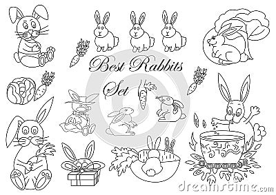 Set of rabbits Vector Illustration