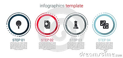 Set Racket, Playing cards, Chess and Game dice. Business infographic template. Vector Vector Illustration