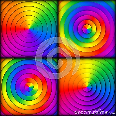 Set of radial rainbow gradient backgrounds. Vector Illustration