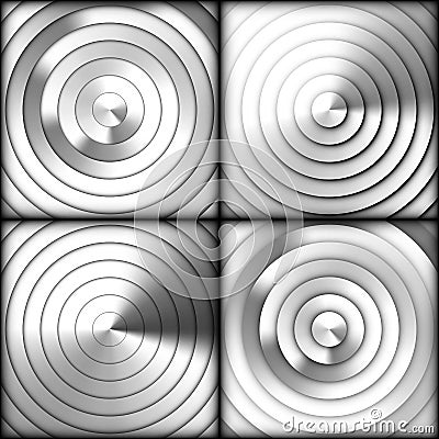 Set of radial silver gradient backgrounds. Vector Illustration