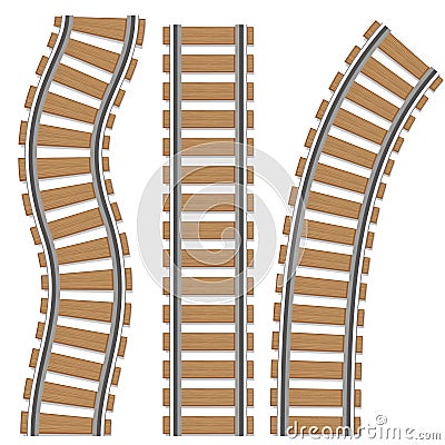 A set of railway tracks. Isolated vector elements of a railway, rails of railway routes Vector Illustration