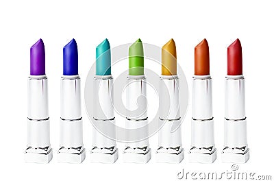 Set of rainbow multicolored lipstick Stock Photo