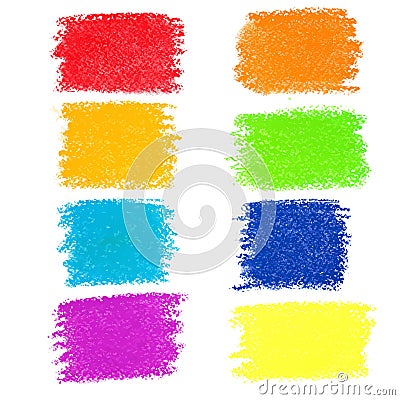 Set of rainbow pastel crayon spots Vector Illustration