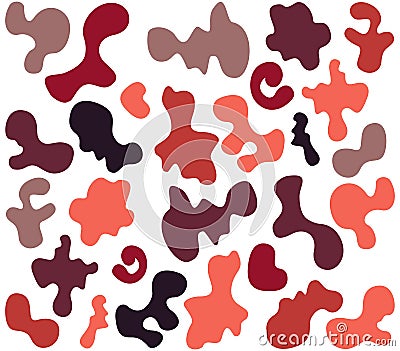 Set of random shapes of irregular form. Black blobs, liquid, colored organic blot smooth form. Drop of fluid. Vector Illustration