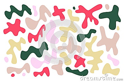 Set random shapes irregular form. Colorful blobs, liquid, colored organic blot smooth form. Vector Illustration