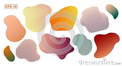 Set of random spots. Colored and striped spot. Vector illustration Vector Illustration