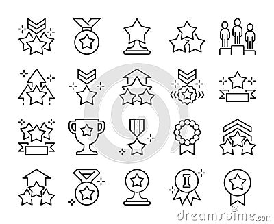 Set of Ranking Line Icons. Vector Illustration. Editable Stroke, 64x64 Pixel Perfect. Vector Illustration