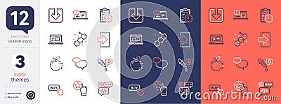 Set of Rate button, Web inventory and Online documentation line icons. For design. Vector Vector Illustration