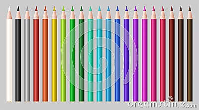 Set of a real color wood pencil Vector Illustration