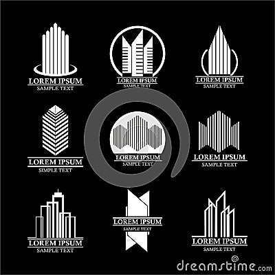 Set of real estate logo designs, Building logo design Vector Illustration