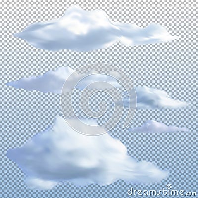 Set of realistic clouds. Transparent background. Vector illustration Vector Illustration
