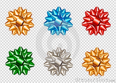 Set of realistic and colorful star bows Vector Illustration