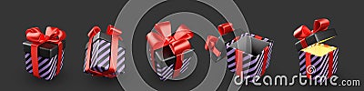 3d render flying modern holiday surprise box Stock Photo