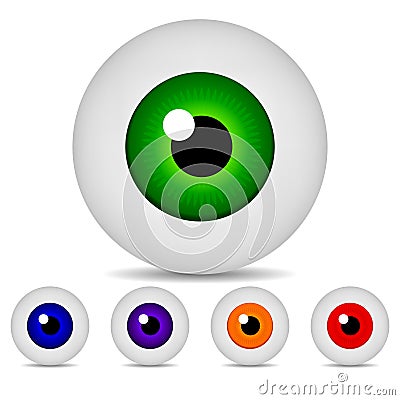 Set of Realistic Eyeses isolated on white background. Icons 3d round image colored eyeballs. Vector Illustration. Vector Illustration