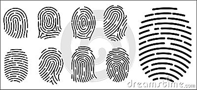 Set of realistic fingerprint icon isolated or security systems access authorization or fingerprint identification persons Vector Illustration