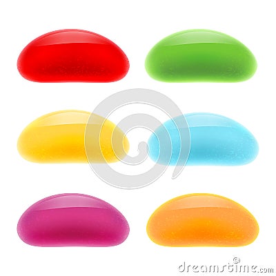 Set of realistic glossy jelly beans. Vector Illustration