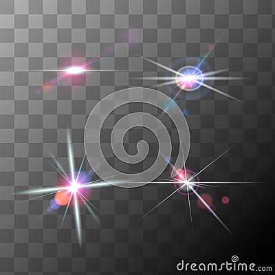 Set of realistic high quality lens flares, vector Vector Illustration