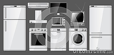 Set Of Realistic Household Appliances Vector Illustration