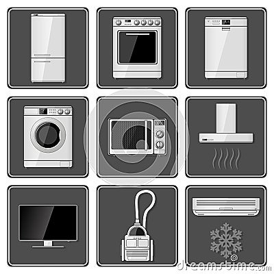 Set of realistic household appliances. Vector Illustration