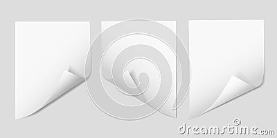 Set of realistic illustrations of an empty sheet of paper Vector Illustration