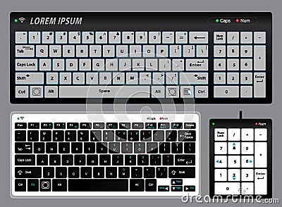 Set of realistic keyboard pc or keyboard pad notebook or Realistic keyboard with alphabet concept. eps 10 vector Vector Illustration