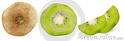 Set of realistic kiwi from different angles, isolated on white background. Vector illustration Useful fruits, vitamins Vector Illustration